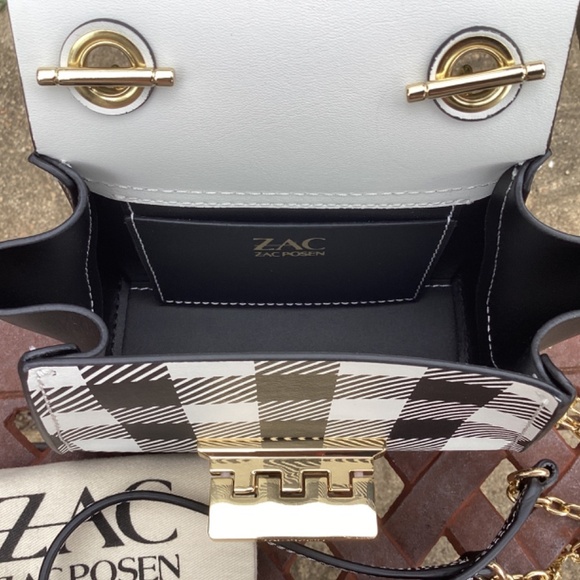 NWT Zac Zac Posen Leather Mini Eartha Crossbody Gingham Print Bag - Picture 8 of 11